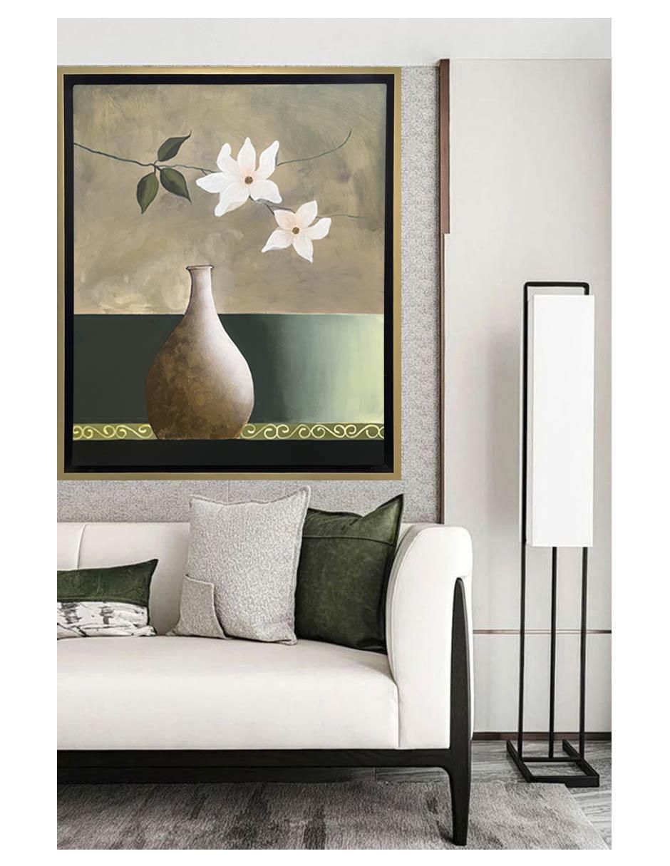 Pintura Jarrón Y Flor técnica acrílico 2
