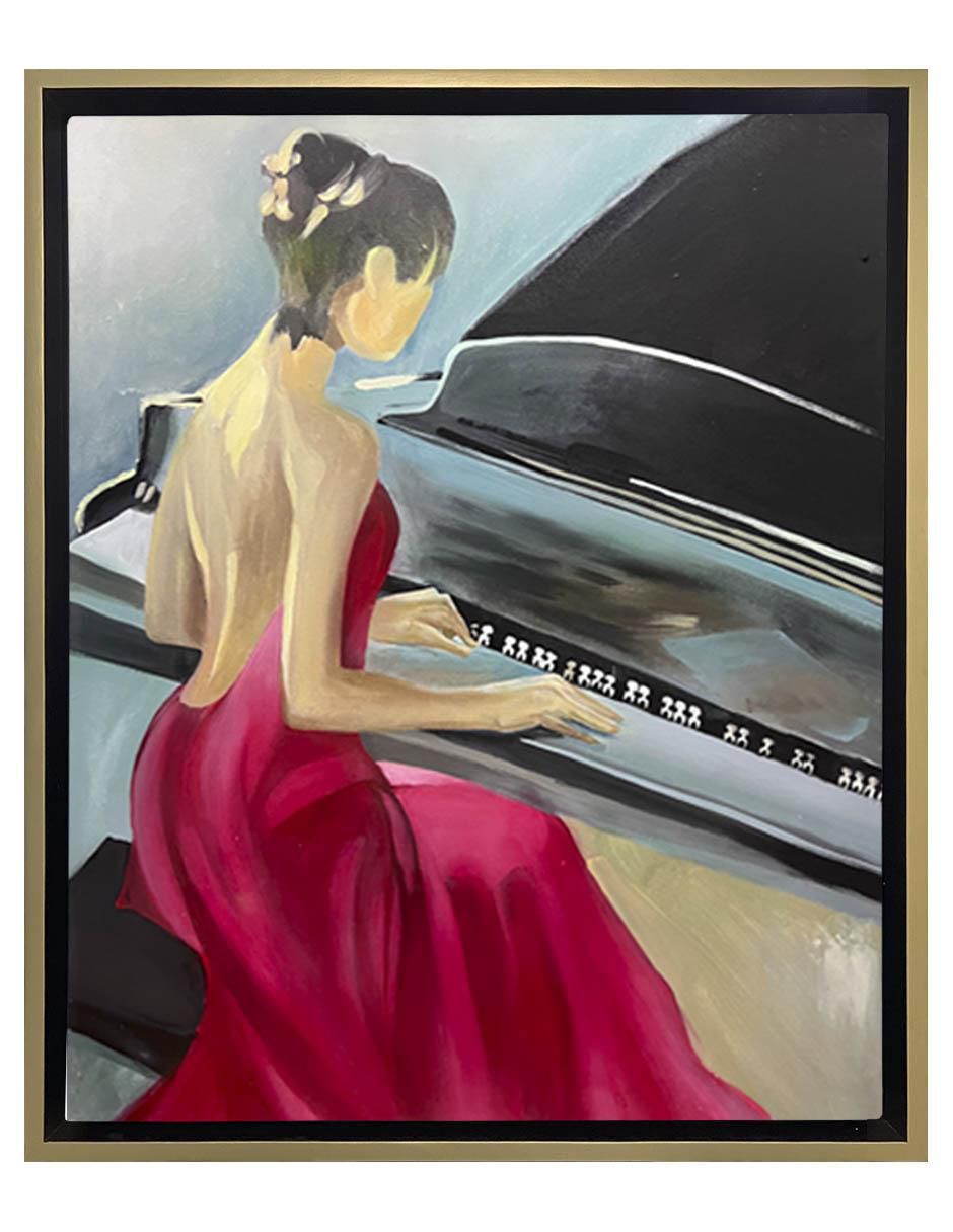 Pintura La Pianista técnica acrílico Pianistas