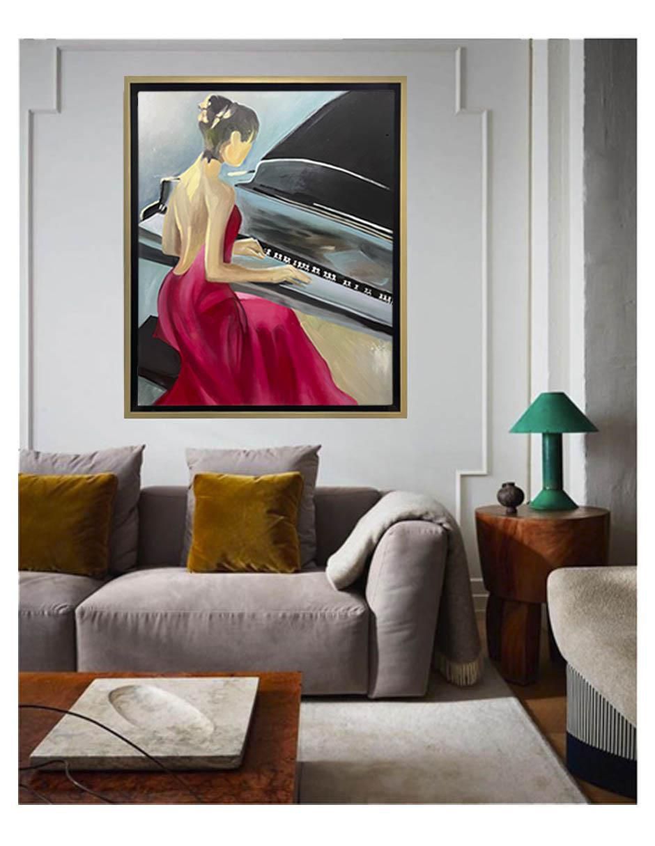 Pintura La Pianista técnica acrílico Pianistas 4