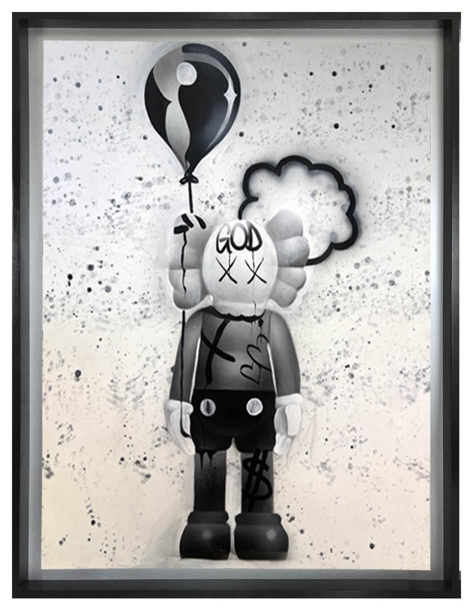 Pintura Black Balloon técnica mixta MilleniArt