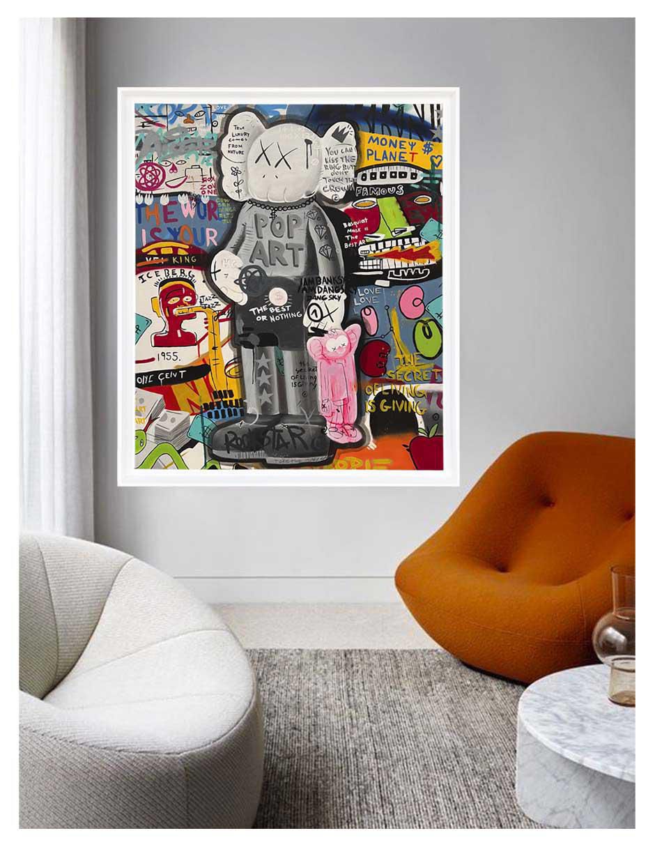 Pintura técnica mixta Kaws pop 2