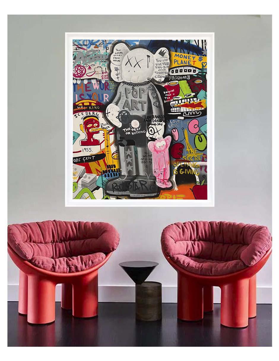 Pintura técnica mixta Kaws pop 3