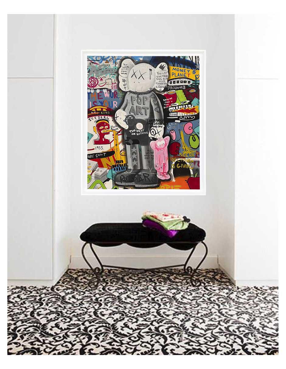 Pintura técnica mixta Kaws pop 4