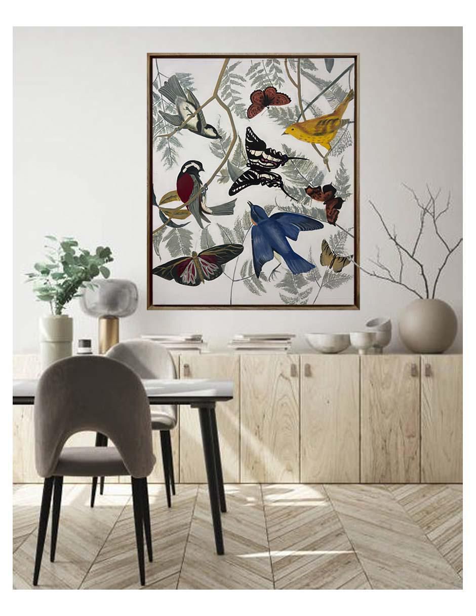 Pintura Entre Aves y Mariposas técnica acrílico Aves y mariposas 3