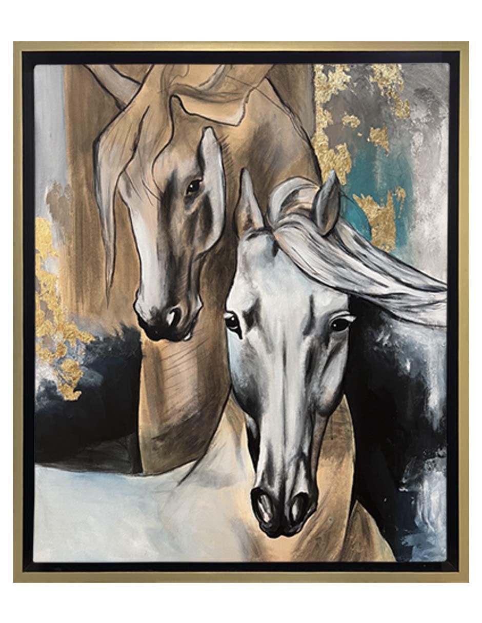 Pintura Dúo Equino en Armonía Radiante técnica mixta Pintura Dúo Equino en Armonía Radiante técnica mixta