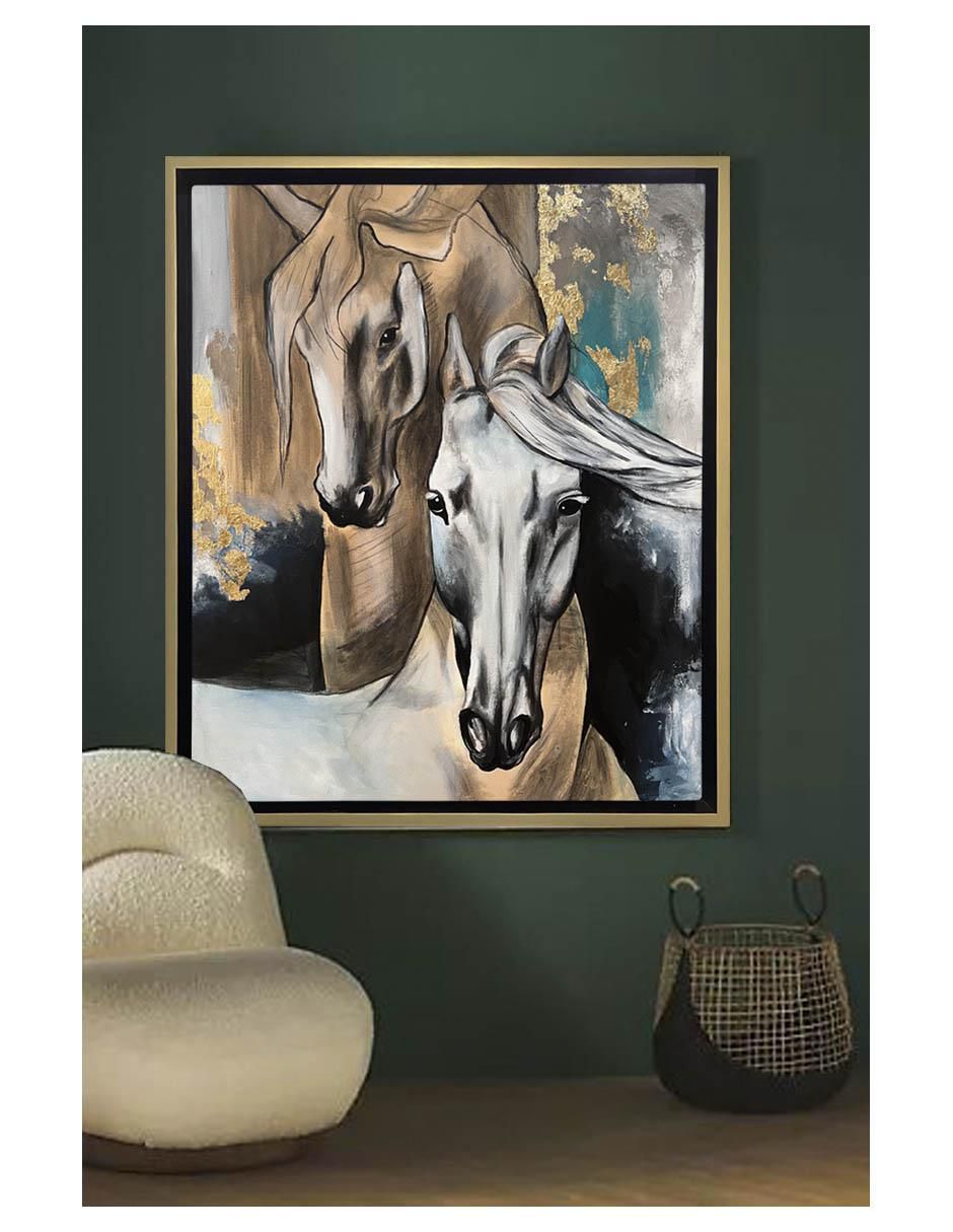Pintura Dúo Equino en Armonía Radiante técnica mixta 3
