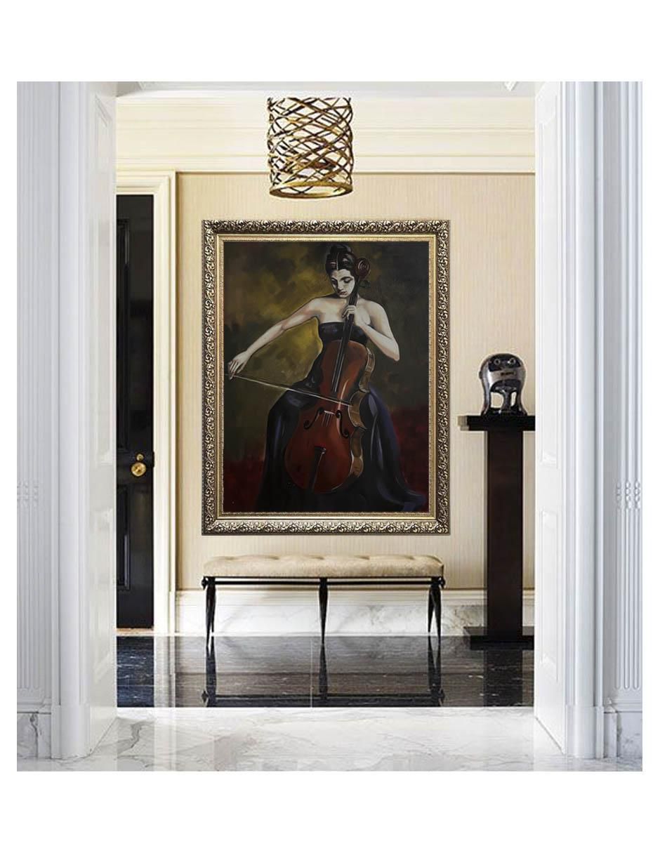 Pintura Cello Woman técnica óleo Representaciones antiguas 3