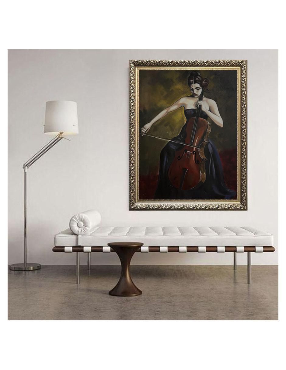 Pintura Cello Woman técnica óleo Representaciones antiguas 4