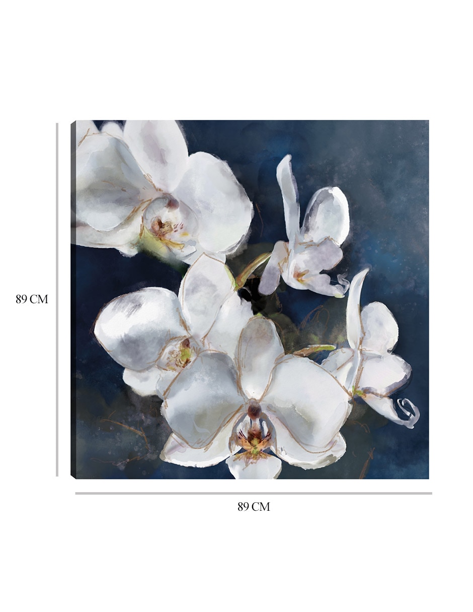 Cuadro decorativo Orquídea sobre azul técnica mixta Floral 9