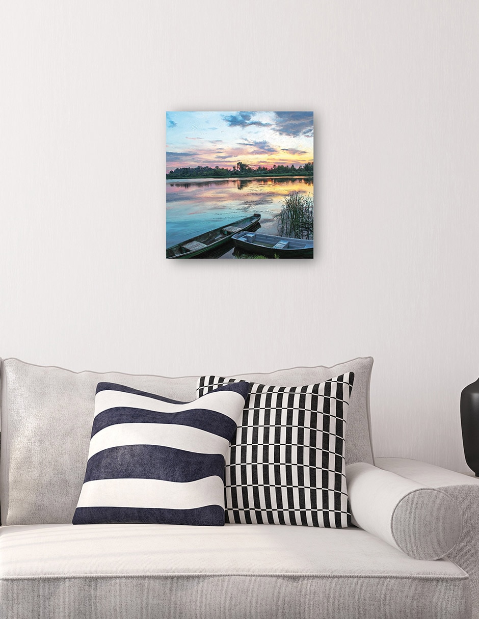 Cuadro decorativo Atardecer junto al lago técnica mixta Crepúsculo 4