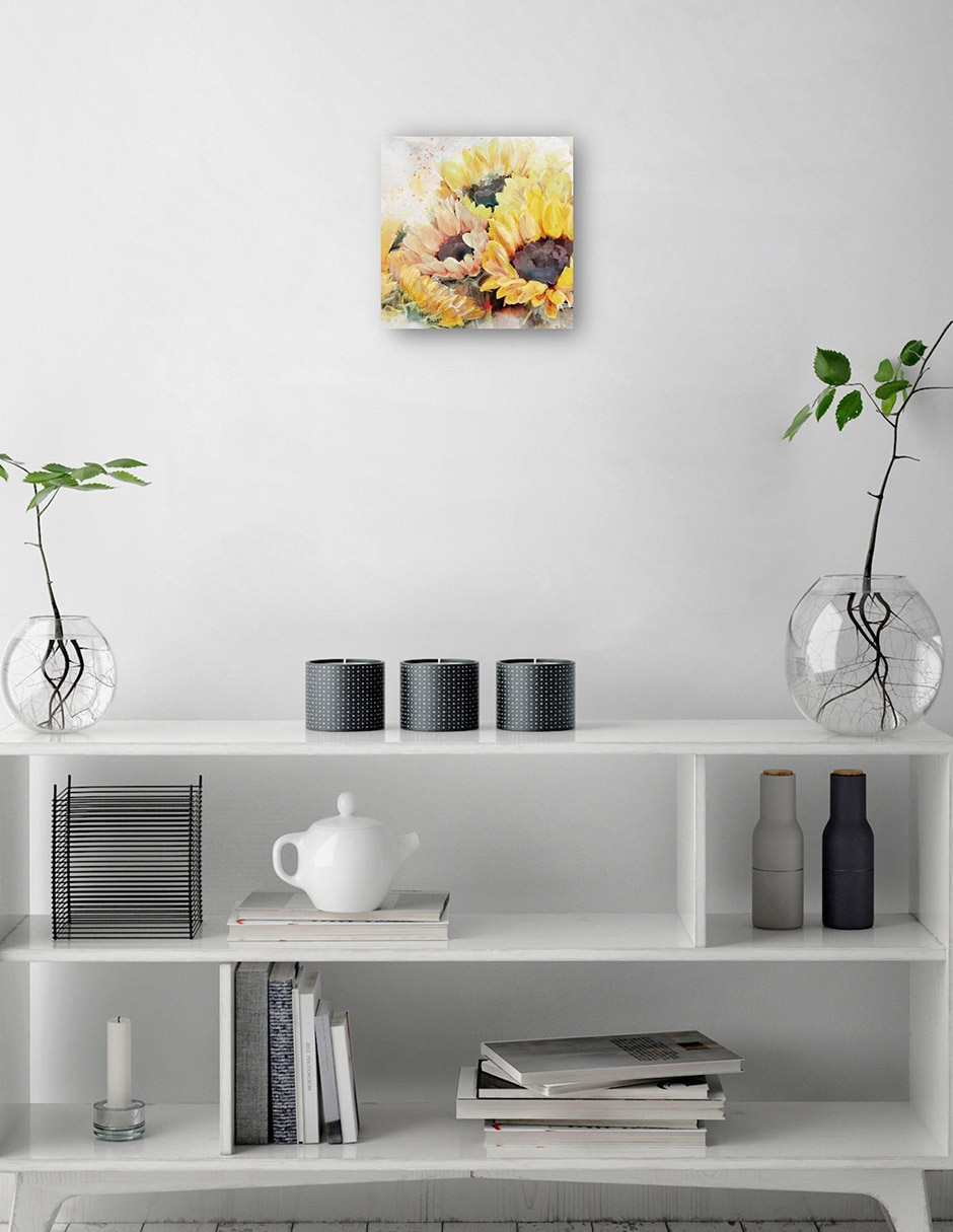 Cuadro decorativo Panel de girasoles técnica mixta Floral 6