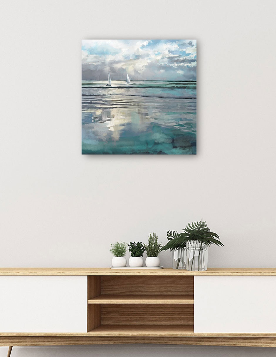 Cuadro decorativo Mar indigo técnica mixta Costa 3