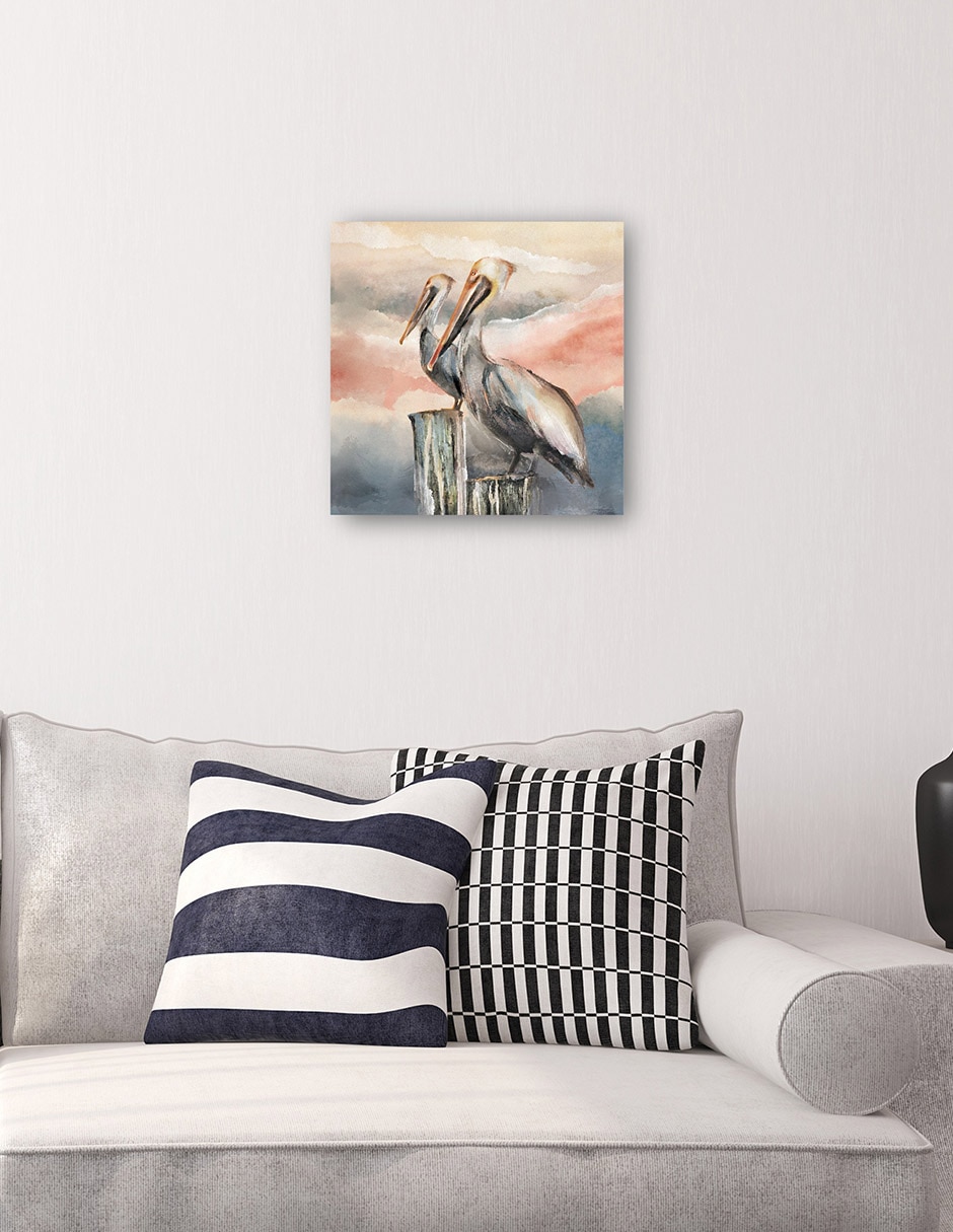 Cuadro decorativo Pelícanos al atardecer técnica mixta Crepúsculo 4