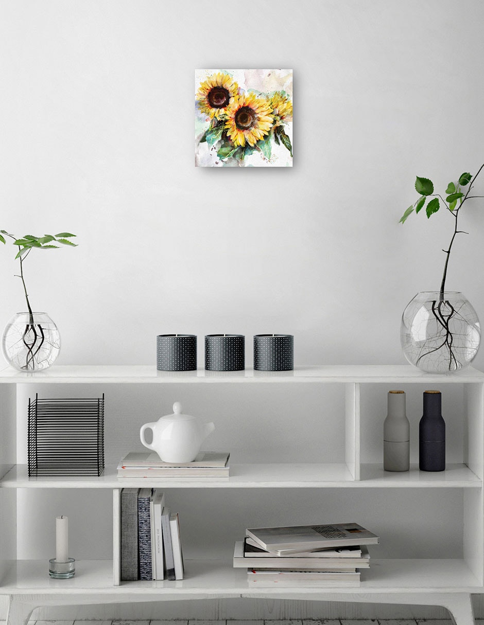 Cuadro decorativo Trío de Girasoles técnica mixta Botánico 6