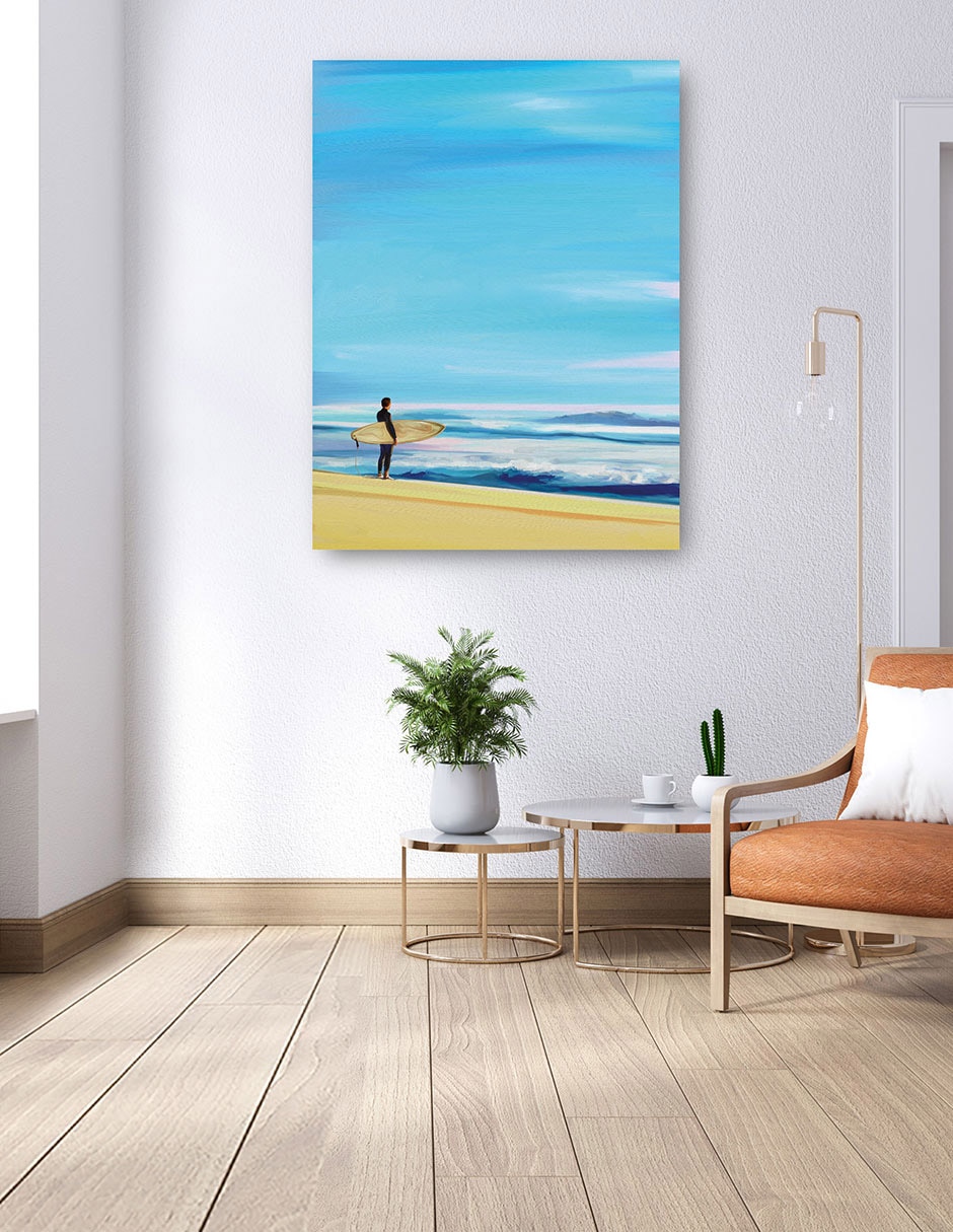 Cuadro decorativo Surfista De Mediados De Siglo técnica mixta Playas 4
