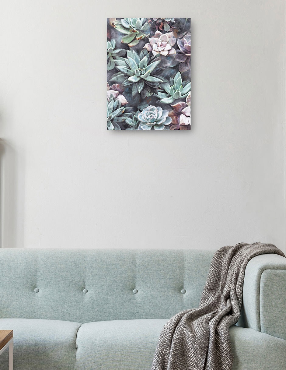 Cuadro decorativo Suculentas En Gris técnica mixta Floral 8