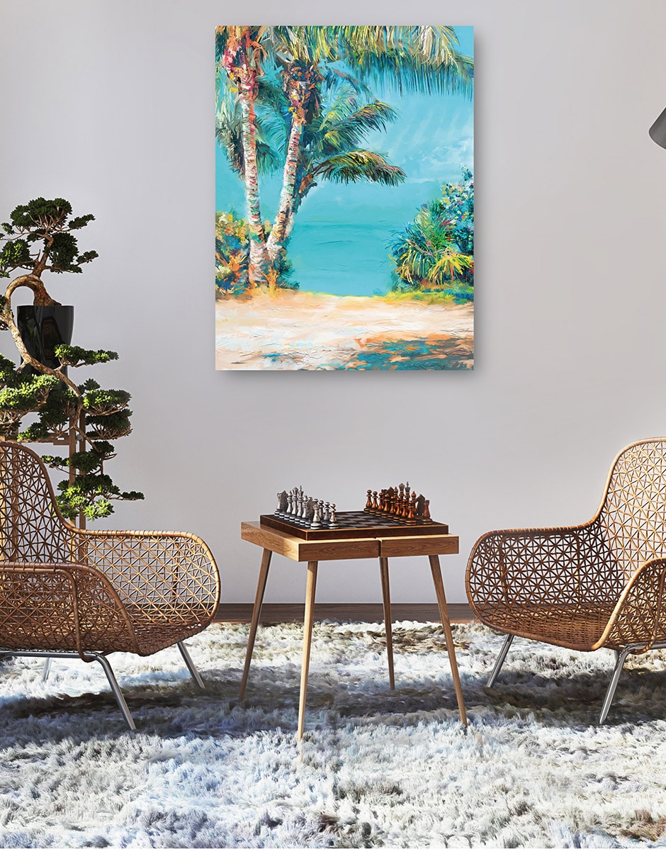 Cuadro decorativo Verde Azulado Tropical técnica mixta Trópico 5