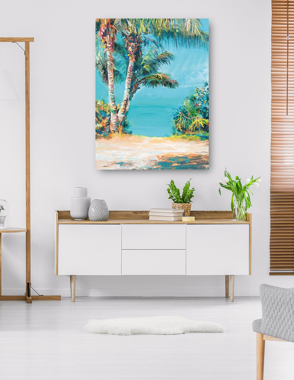 Cuadro decorativo Verde Azulado Tropical técnica mixta Trópico 6