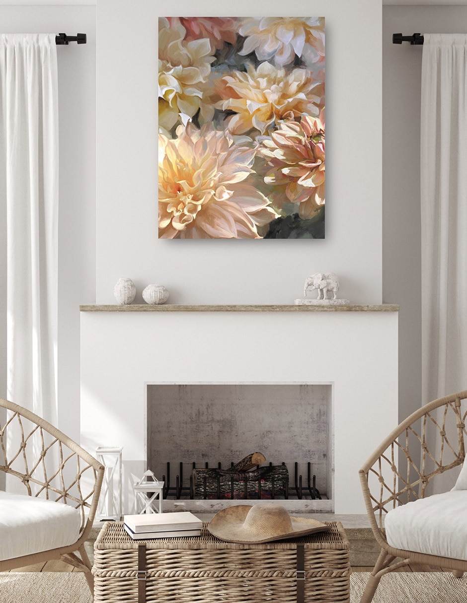Cuadro decorativo Sherbert Dalias técnica mixta Floración 6