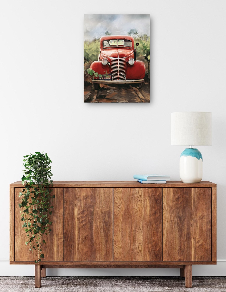 Cuadro decorativo Pequeño Camión Rojo técnica mixta Transportes 8