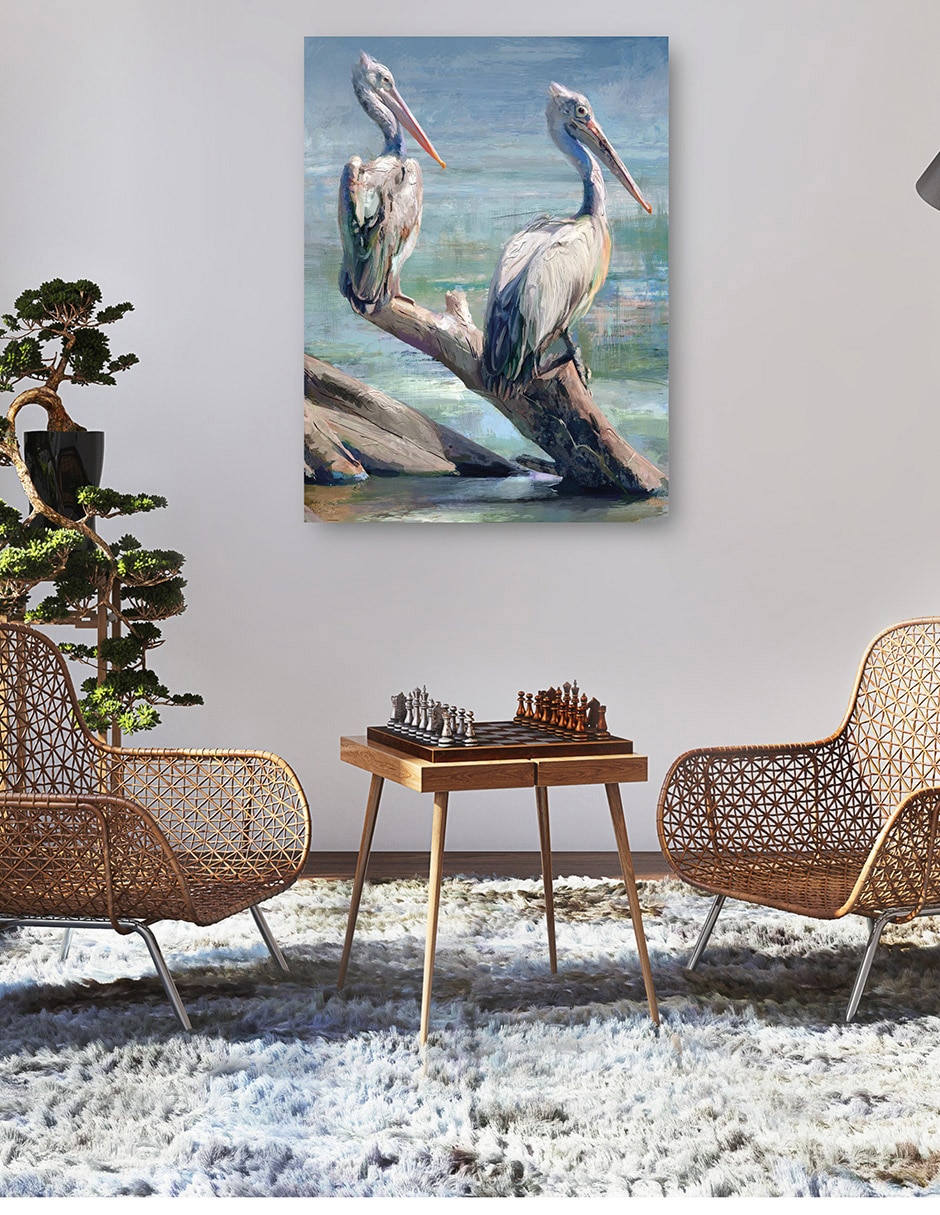 Cuadro decorativo Par De Pelícanos técnica mixta Costero 5