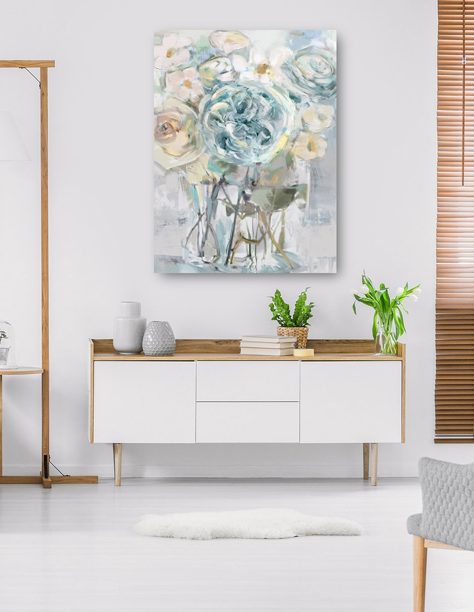 Cuadro decorativo Selecciones De Verano Azul técnica mixta Arreglo Floral 4