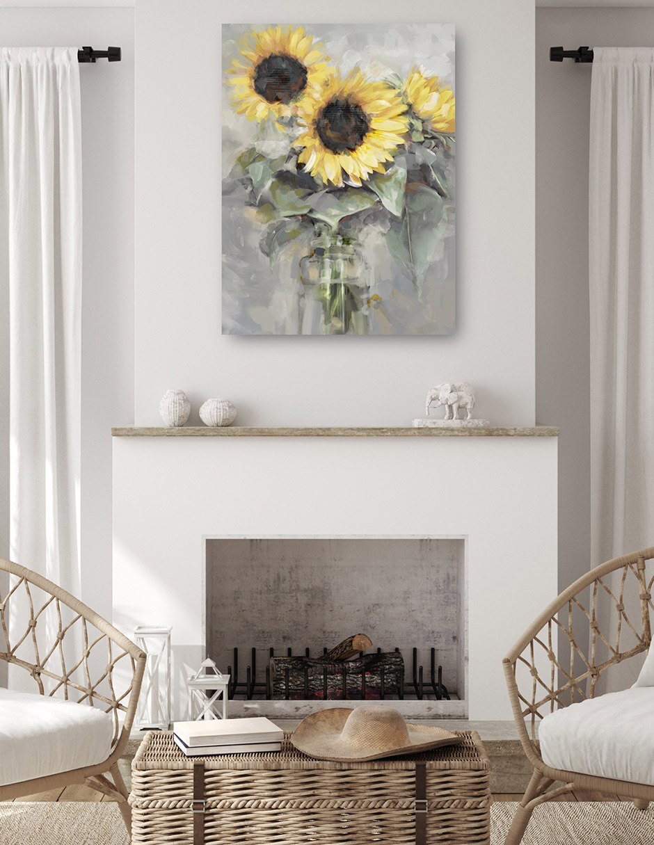 Cuadro decorativo técnica mixta Girasoles 6