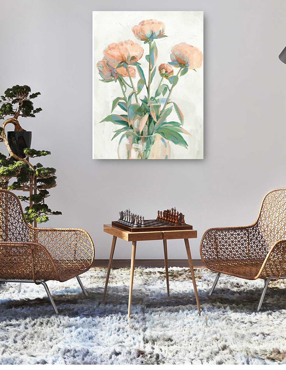 Cuadro decorativo Peonías De Melocotón técnica mixta Floreros 5