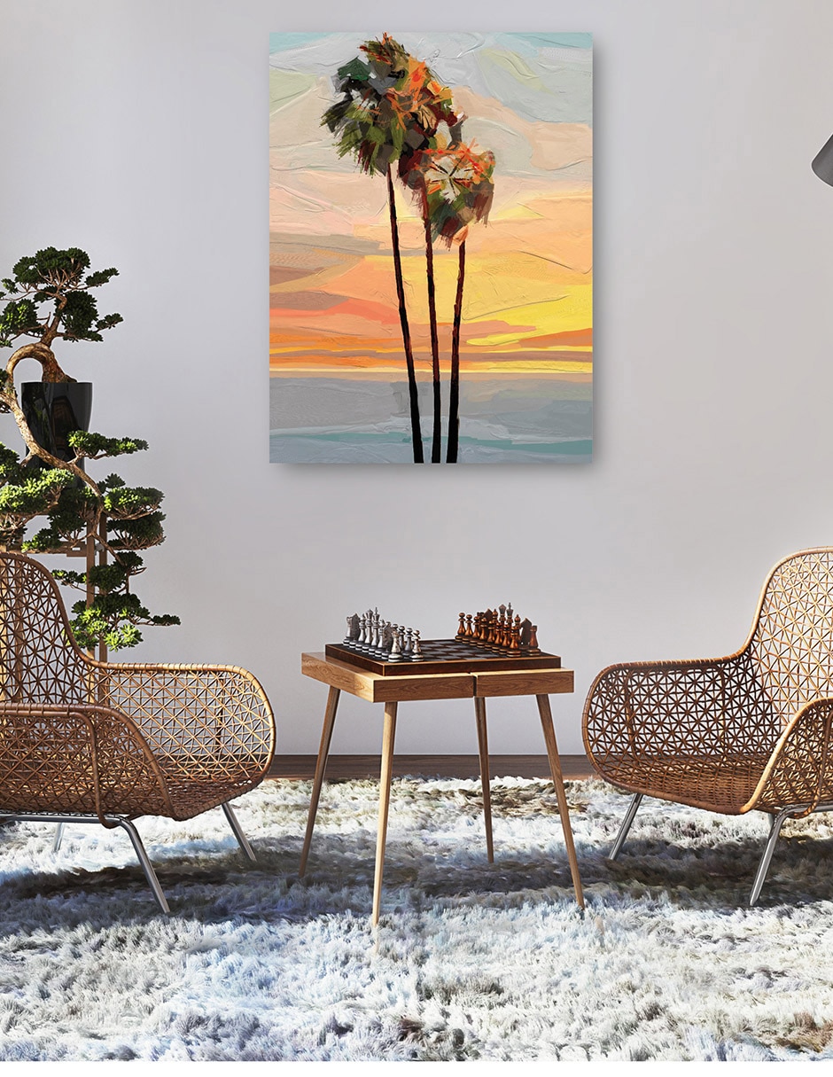 Cuadro decorativo Puesta De Sol técnica mixta Palmeras 5