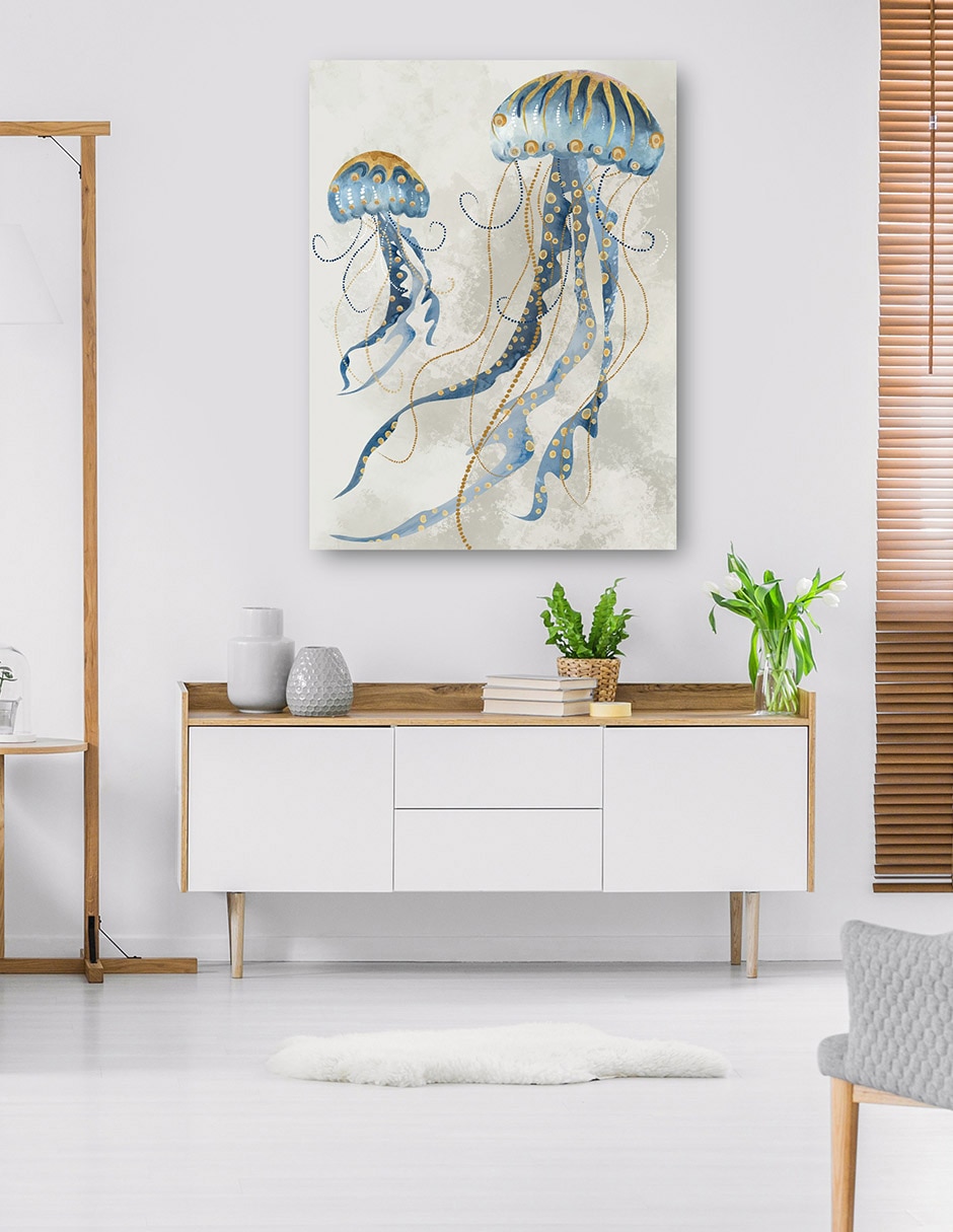 Cuadro decorativo Medusas De Mar II técnica mixta Criaturas Marinas 4