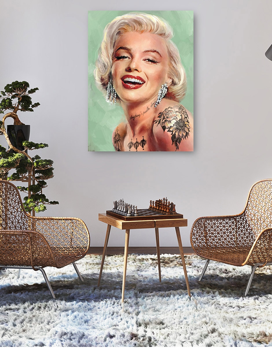 Cuadro decorativo Marilyn Tatuada técnica mixta Famosos 5