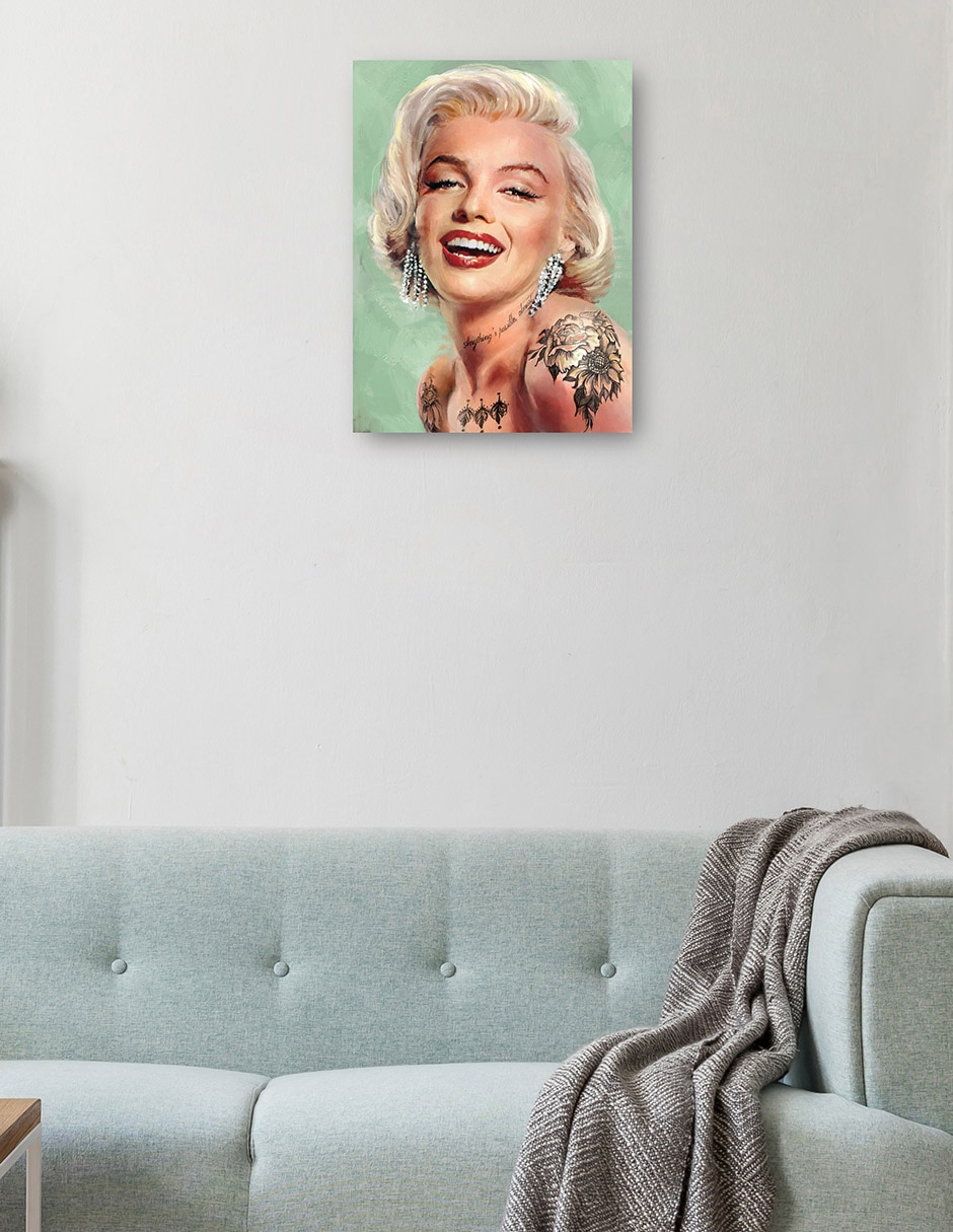 Cuadro decorativo Marilyn Tatuada técnica mixta Famosos 8
