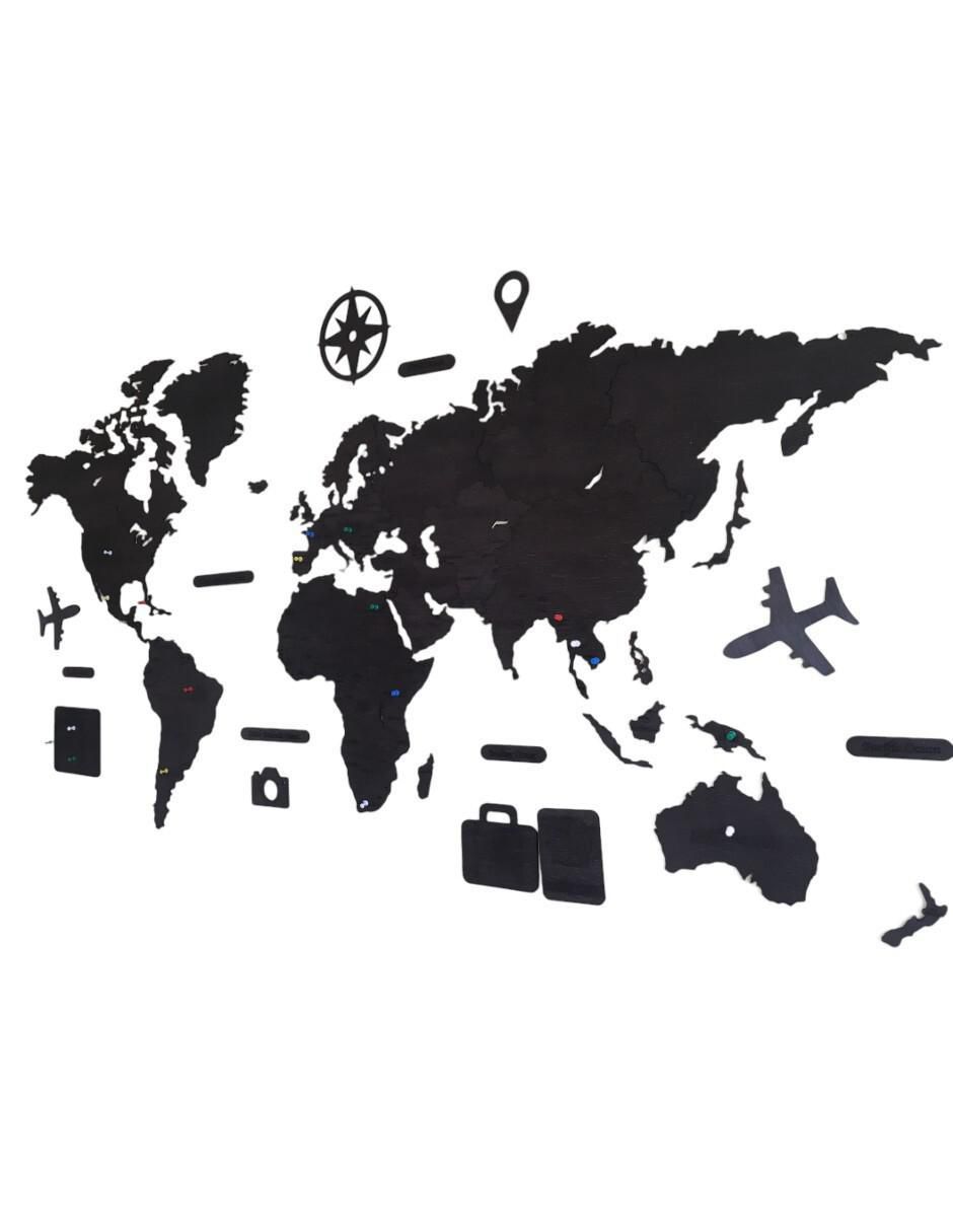 Cuadro decorativo mapas de madera del mundo 2
