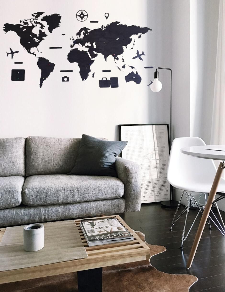 Cuadro decorativo mapas de madera del mundo 3