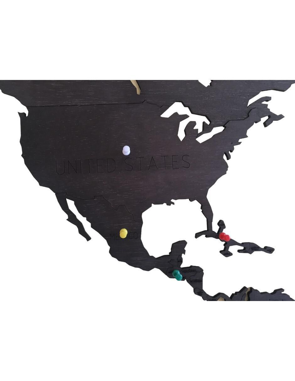 Cuadro decorativo mapas de madera del mundo 4