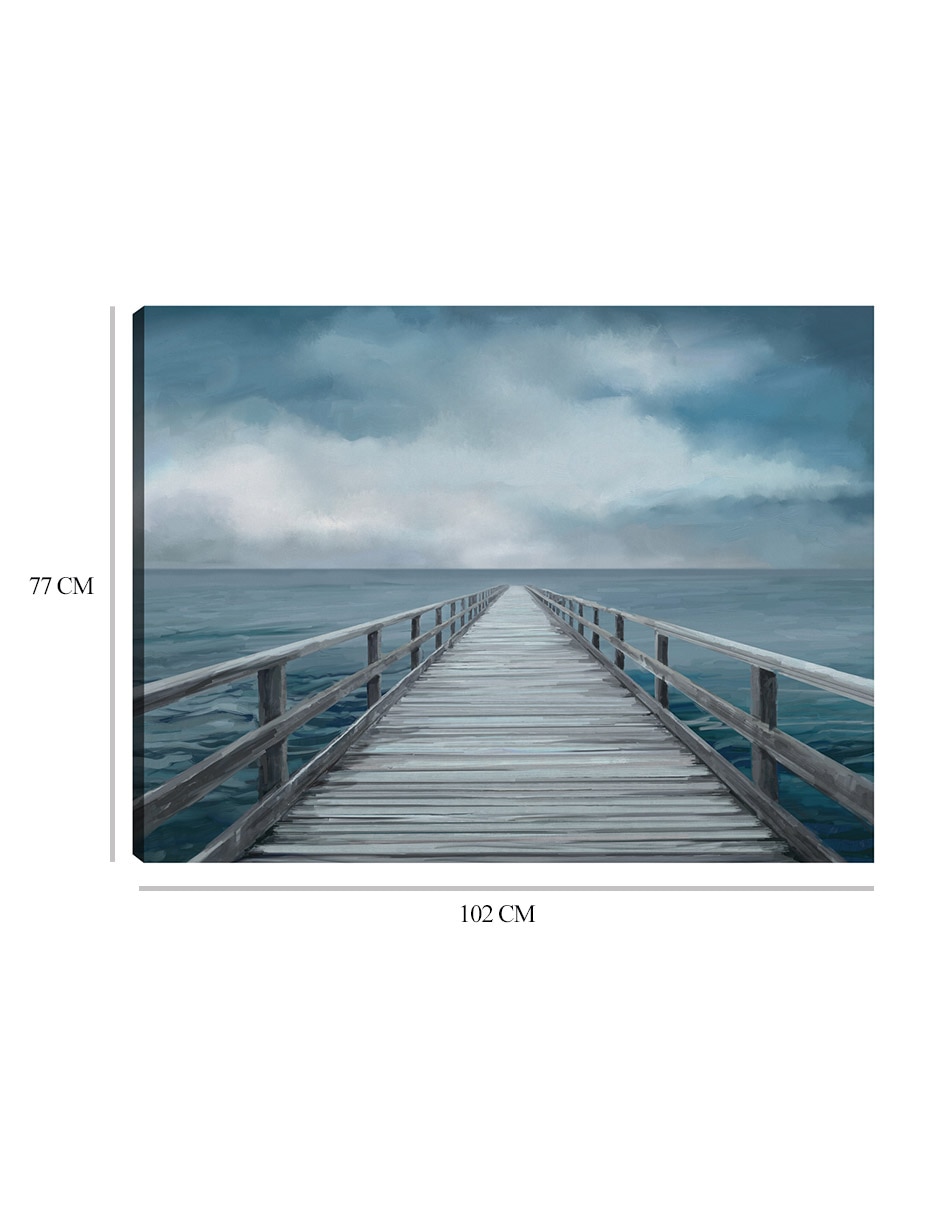 Cuadro decorativo Horizonte Azul técnica mixta Muelles 9