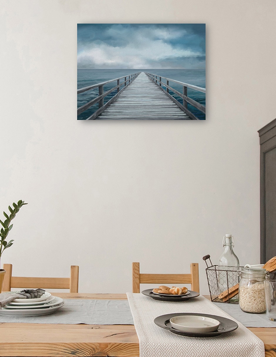Cuadro decorativo Horizonte Azul técnica mixta Muelles 5