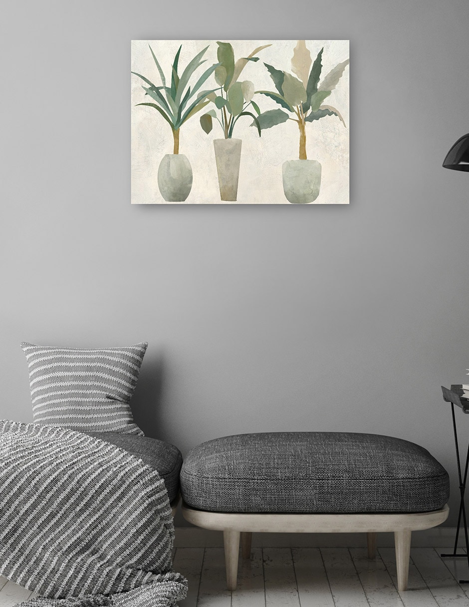 Cuadro decorativo Trío verde técnica mixta Macetas 5
