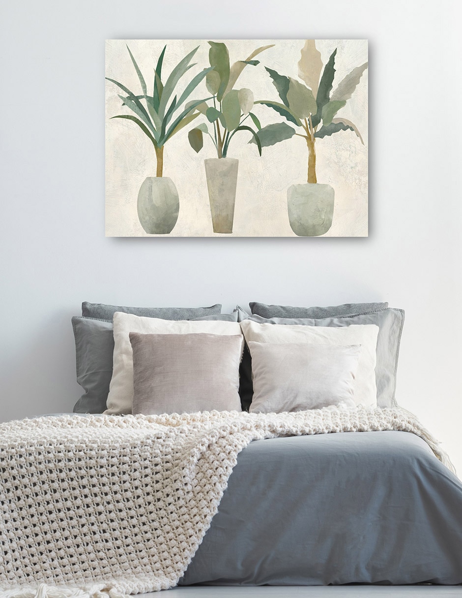Cuadro decorativo Trío verde técnica mixta Macetas 6