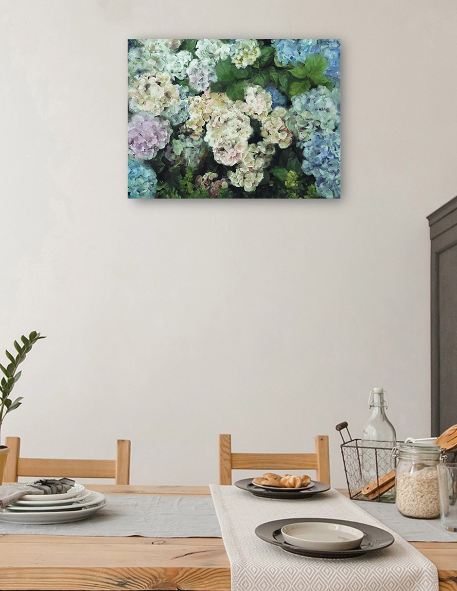 Cuadro decorativo Jardín De Hortensias técnica mixta Primavera 4