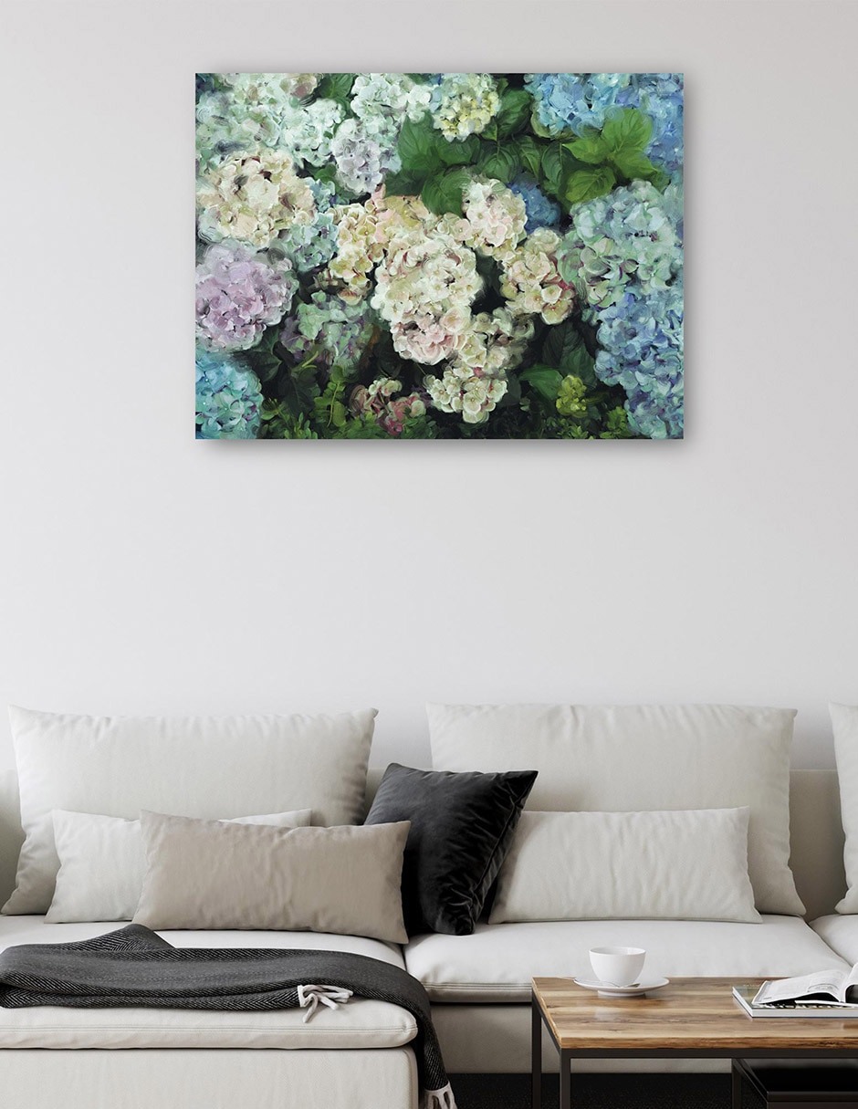 Cuadro decorativo Jardín De Hortensias técnica mixta Primavera 5
