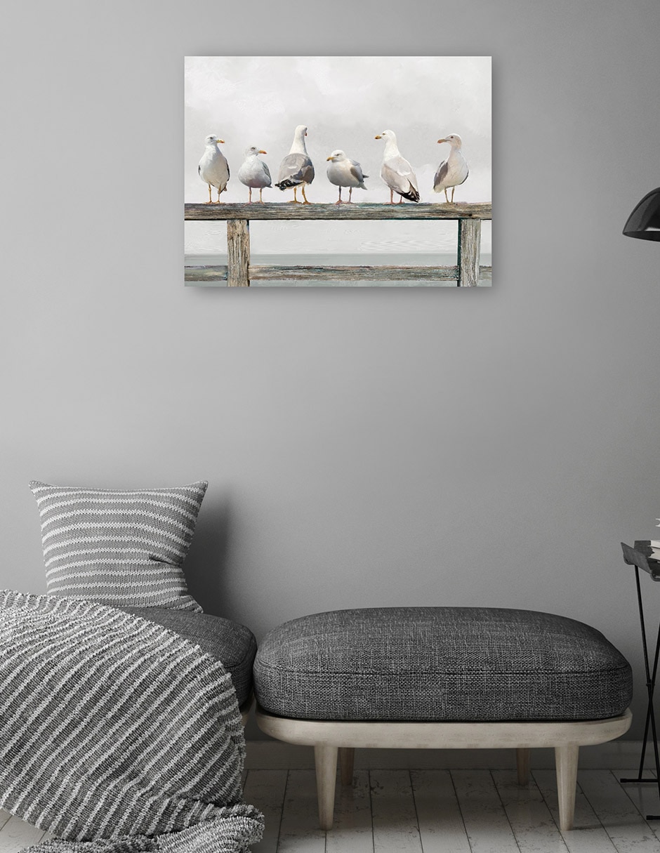 Cuadro decorativo Reunión De GaVIotas técnica mixta Aves Silvestres 4