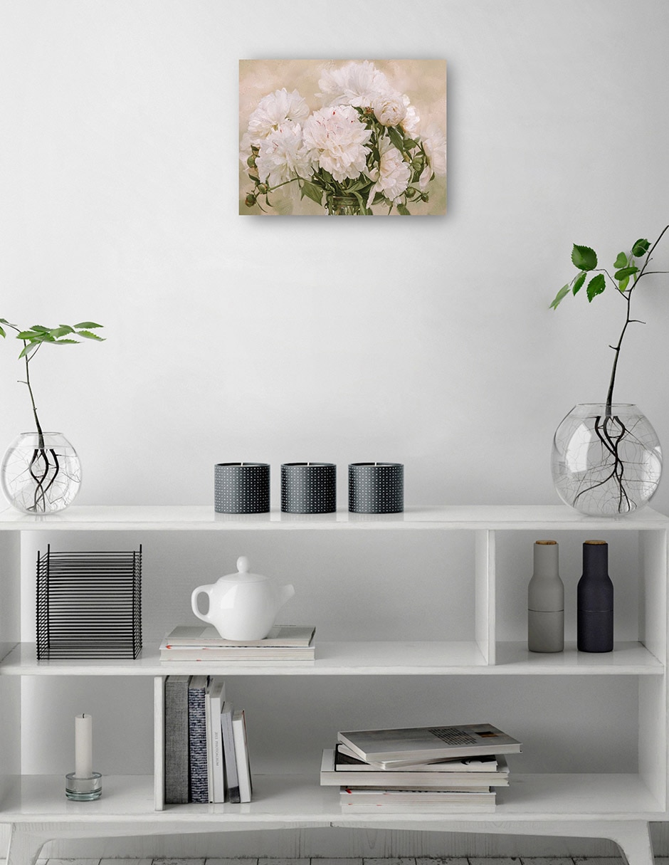 Cuadro decorativo Peonias Blancas técnica mixta Primavera 2