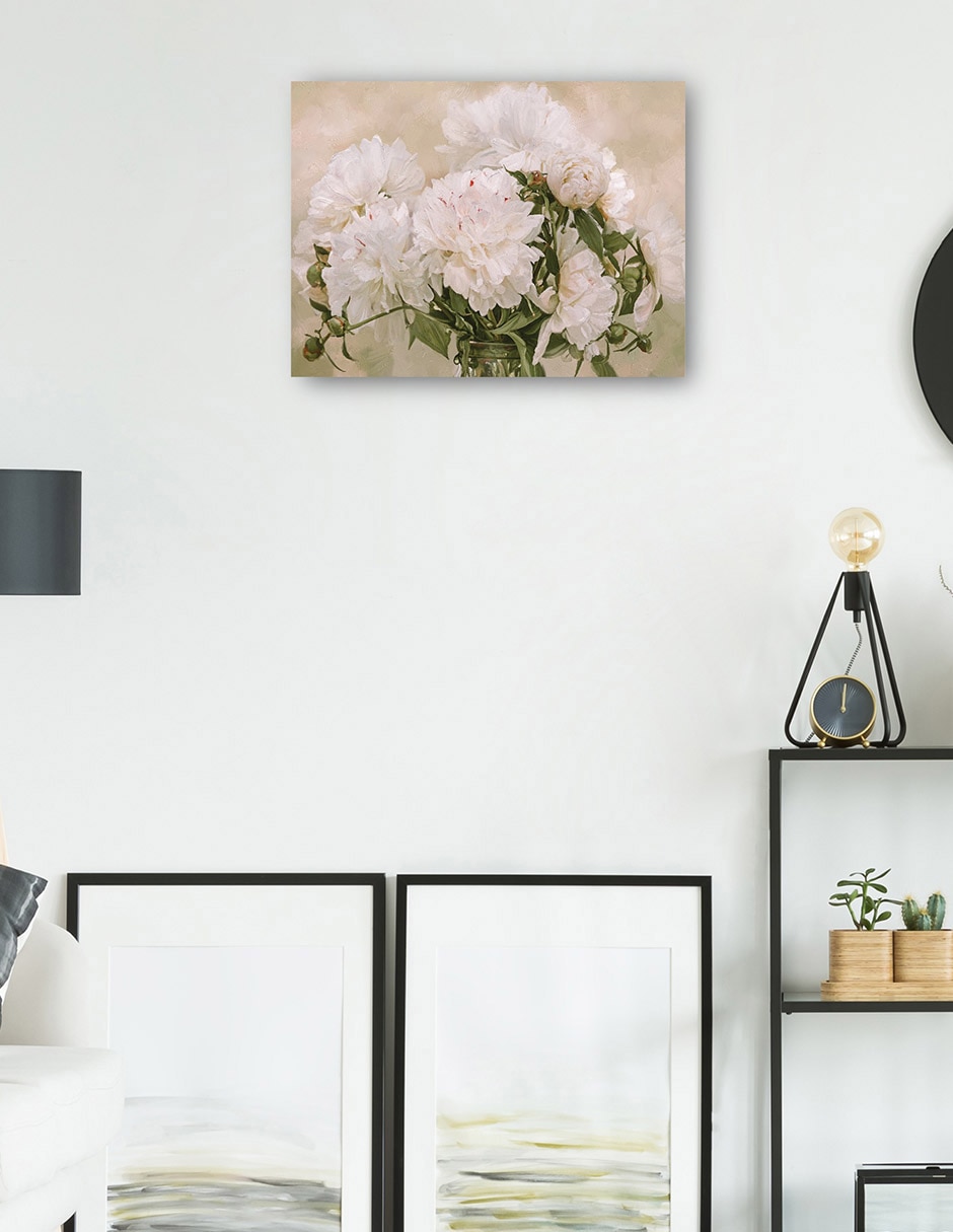 Cuadro decorativo Peonias Blancas técnica mixta Primavera 3
