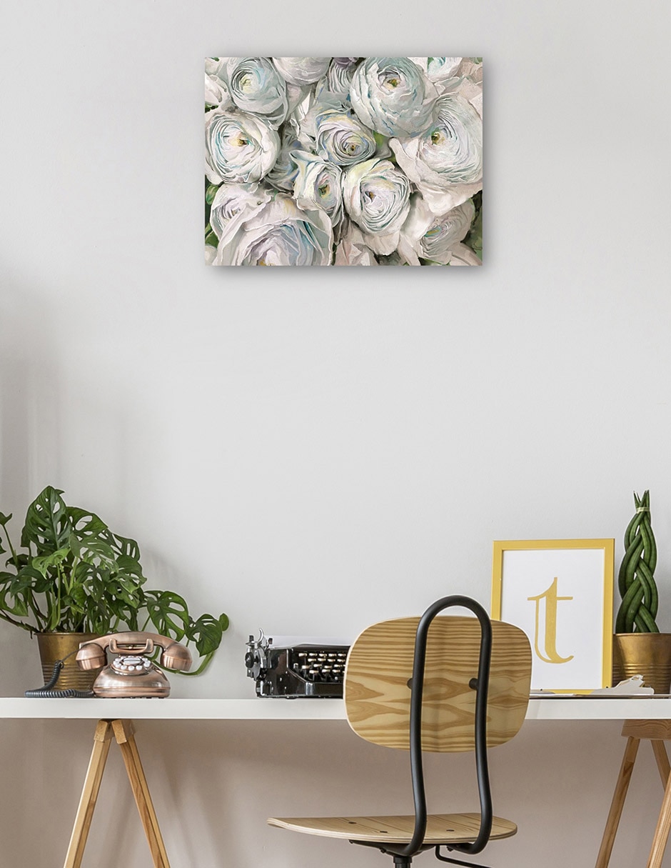 Cuadro decorativo Ranúnculo Blanco técnica mixta Floración 3