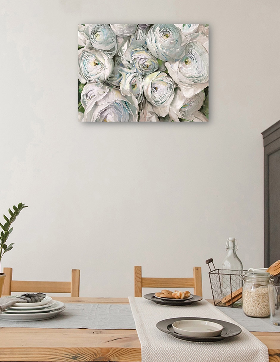 Cuadro decorativo Ranúnculo Blanco técnica mixta Floración 4