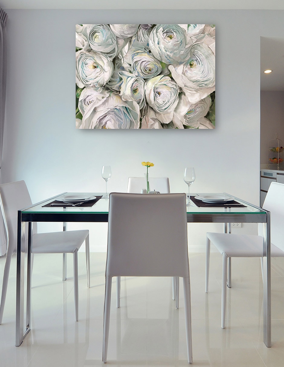 Cuadro decorativo Ranúnculo Blanco técnica mixta Floración 6