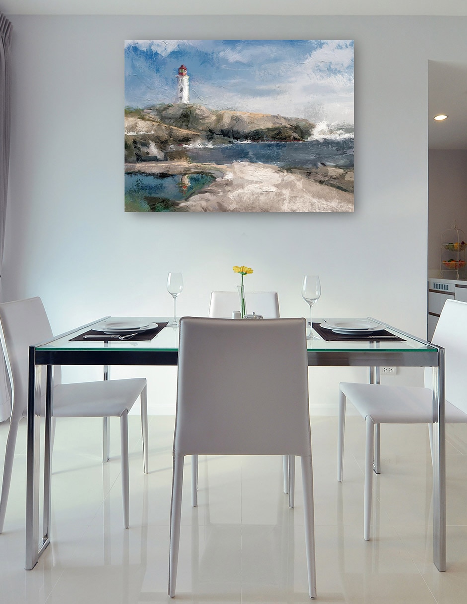 Cuadro decorativo Puerto seguro técnica mixta Faros 7