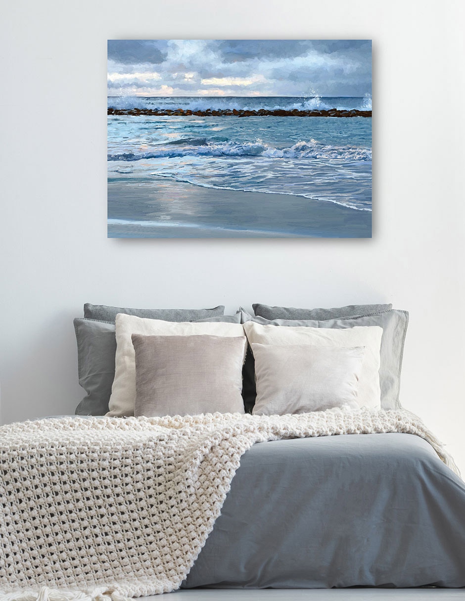 Cuadro decorativo Amanecer Azul técnica mixta Playas 5