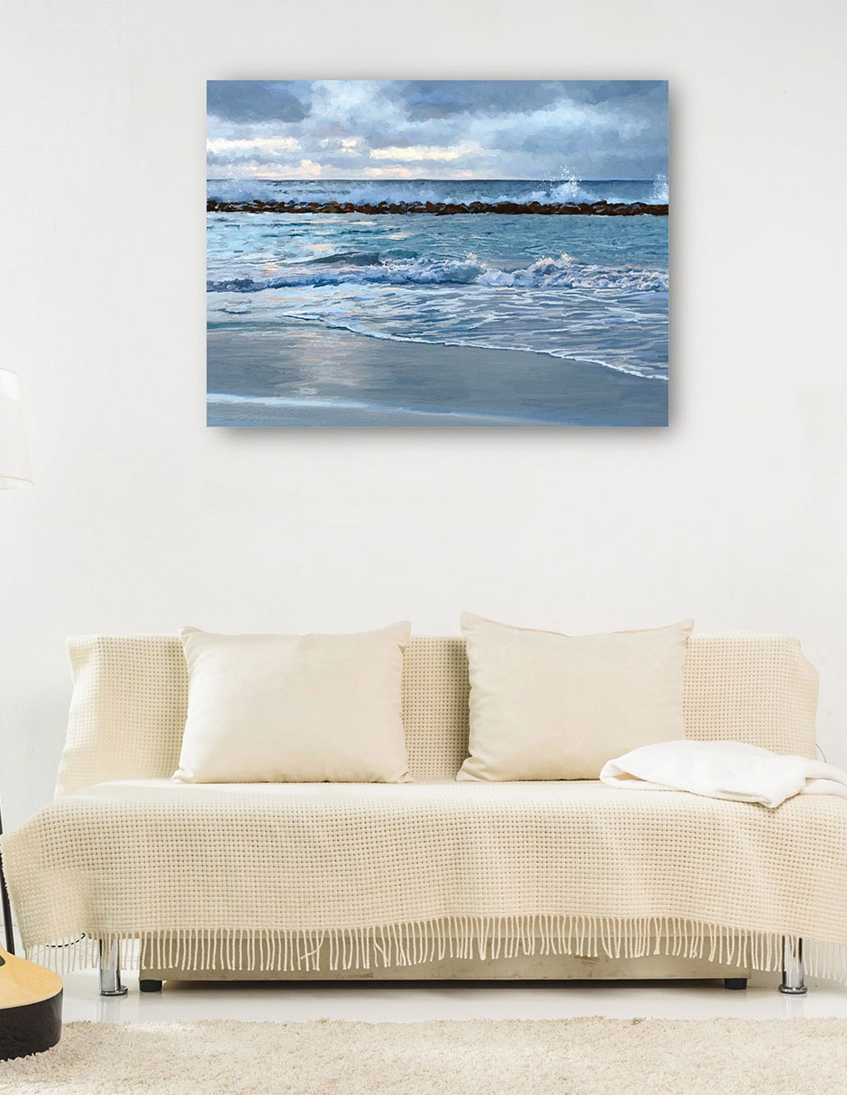 Cuadro decorativo Amanecer Azul técnica mixta Playas 6
